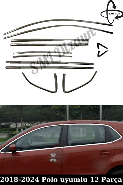 SML Dizayn 2018-2024 Volkswagen Polo Krom Cam Çıtası Nikelaj Tam Tur