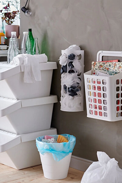 Binbirreyon Askılı Poşetlik Poşet Düzenleyici Sepet 45cm Şeffaf RA515