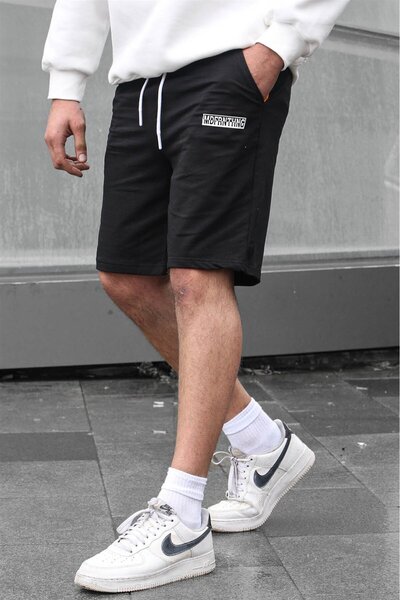 Madmext Siyah Baskılı Erkek Kapri Şort 5487