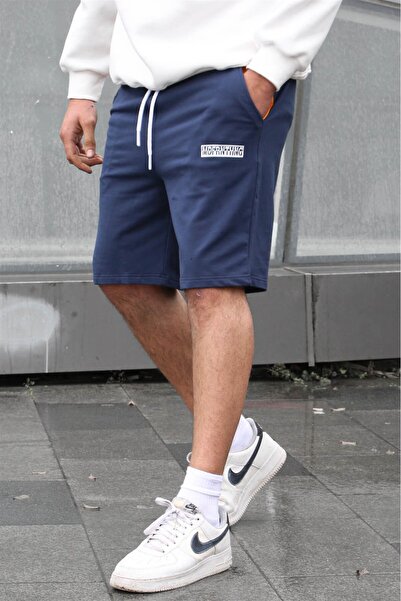 Madmext Pánské kraťasy Capri s potiskem v námořnické modři 5487