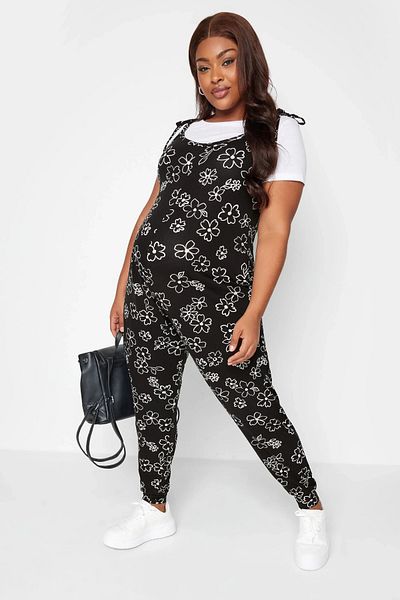 Stil Diva Plus Size Maternity Skinny Leg Rope Tie Strap Floral Patterned Maxi Jumpsuit 158433