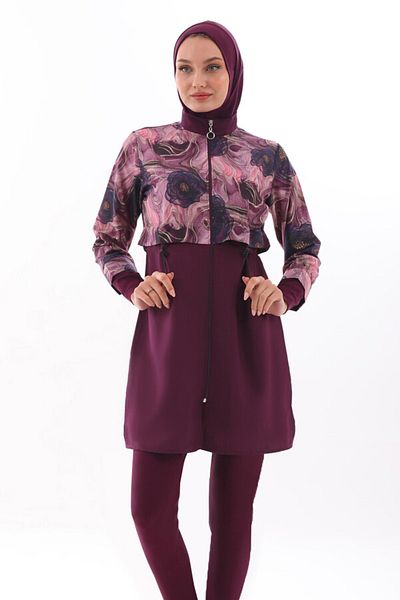 REMSA Πλήρως καλυμμένο Hijab Μαγιό Pera 2322 Flower Purple
