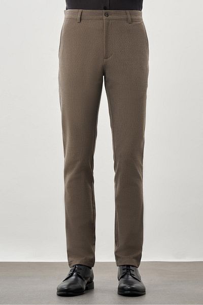 İmza Dark Mink Flexible Casual Slim Fit Chino Trousers with Side Pockets 1003245174
