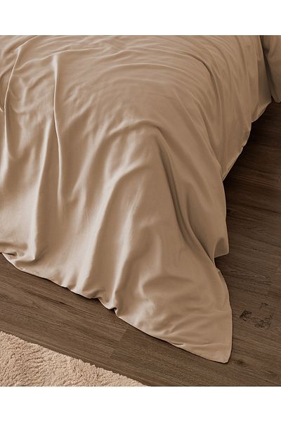 Madame Coco Beige Ciel Double Cotton Satin Duvet Cover