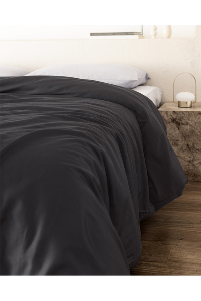 Madame Coco Ciel King Size 100% Cotton Satin Duvet Cover - Dark Gray