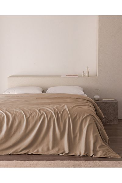 Madame Coco Beige Ciel Double Cotton Satin Duvet Cover