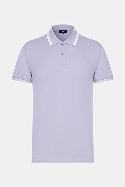 W Collection تي شيرت رمادي فاتح بياقة بولو وأكمام قصيرة