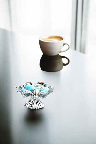 FAIR HOME Silver Color Metal Leg Lotus Flower Coffee Side Glass Turkish Delight Bowl Dragee Set – 6 Pieces