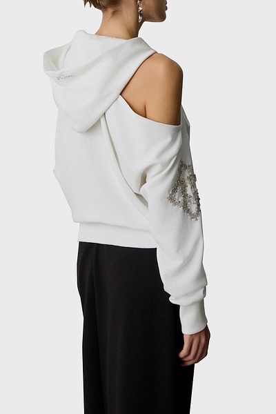 BSB Regular Fit Blouse Cotton with Rhinestones, Low Cut and Doors on the Back