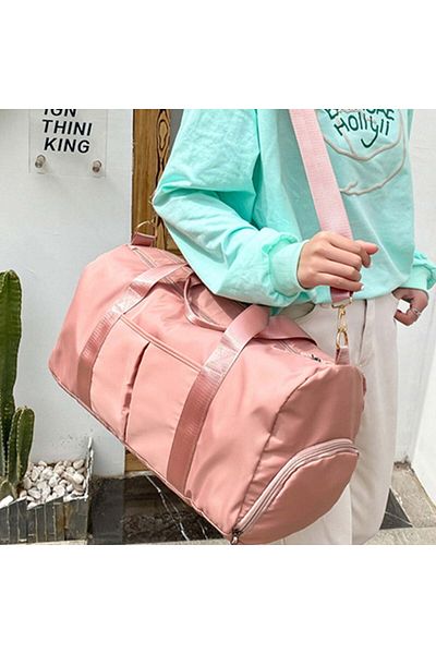fulina حقيبة رياضية للصالة الرياضية، حقيبة سفر مقاومة للماء، مناسبة لعطلات نهاية الأسبوع، مناسبة للسفر الشخصي للرجال والنساء، باللون الوردي