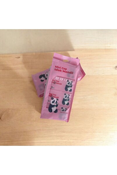 shop 8 Li Mini Cep Islak Mendili Panda Görselli