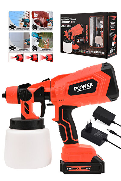 POWER BLACK Çift Akülü 300mm Sprey Boya Püskürtme KIRMIZI