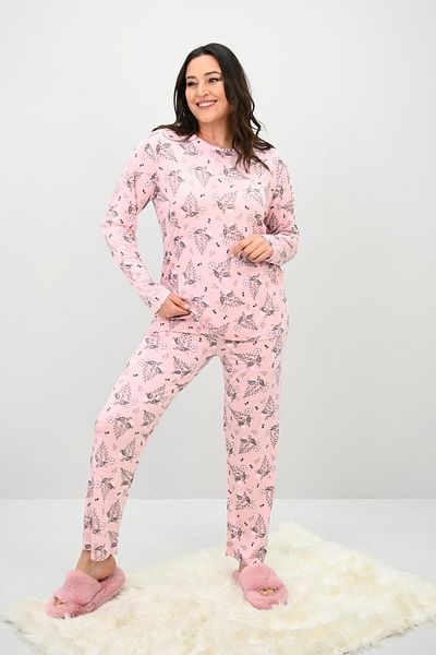Koza Butik Women's Large Size Floral Patterned Long Sleeve Pajama Set 4235-25