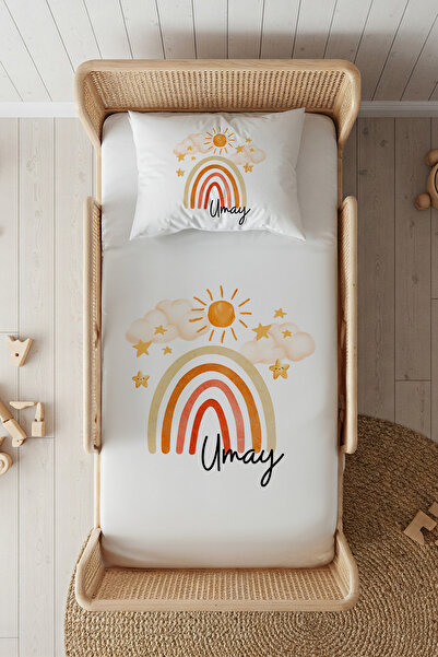 Lilabio %100 Pamuk Saten İsme Özel İsimli 100x200 Tek Kişilik Lastikli Çarşaf...