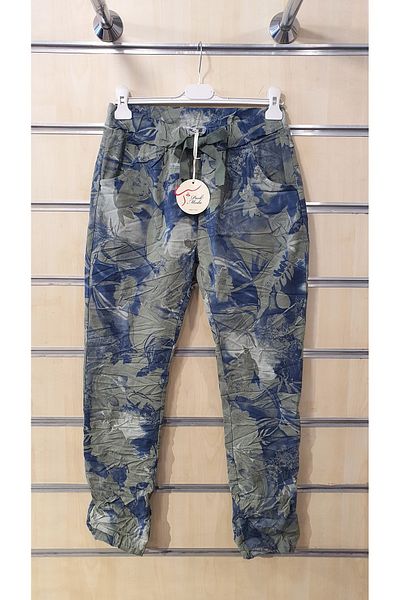 Park Moda Pantaloni Pantaloni italieni cu model de frunze |   trendbysena