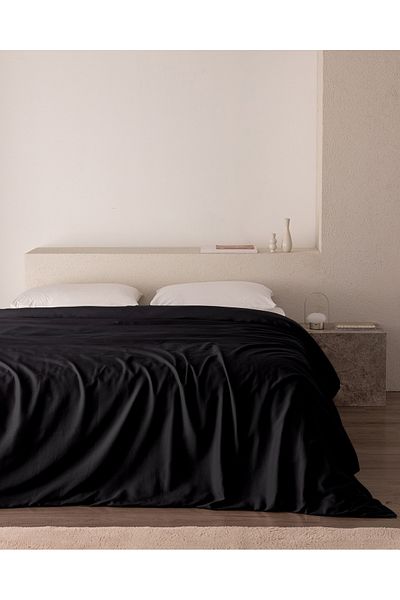 Madame Coco Ciel King Size 100% Cotton Satin Duvet Cover - Black