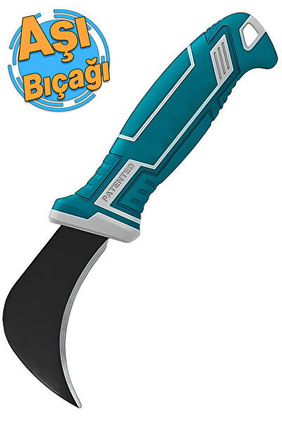 Badem10 Profesyonel Aşı Bıçağı (180 mm) Çelik Eğri Uçlu Bağ Aşı Çakısı Izole Saplı Bıçak