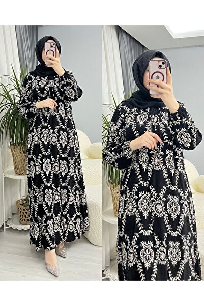 suphan tekstil KADIN TESETTÜR VİSKON BOYDAN ELBİSE