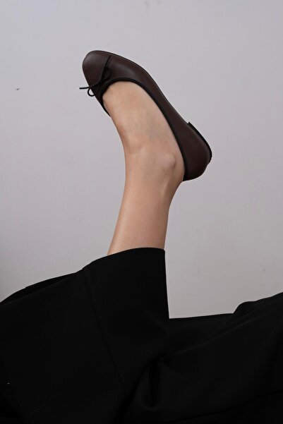 sovrana Ribbon Detailed Ballerina Ballerina Bitter Brown