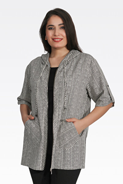 TOLGA SARAÇOĞLU 50224 Si̇Yah Çi̇Zgi̇ Detailed Unlined Sports Jacket