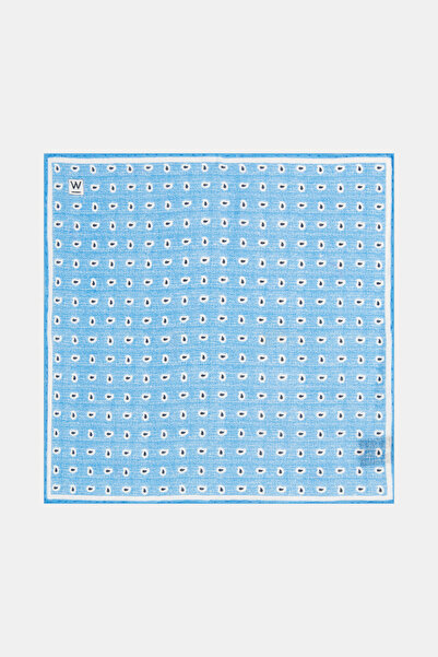 W Collection MAVİ DESENLİ KETEN MENDİL