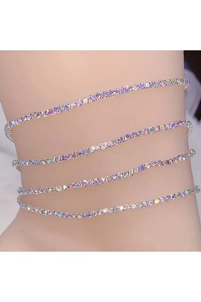 Minnoş Dükkan Sparkling Flexible Anklet with Stones