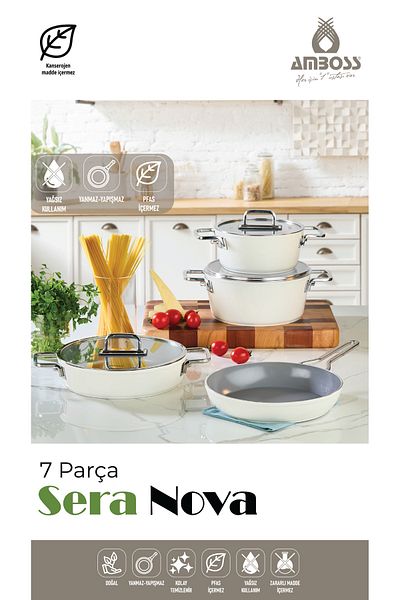 Amboss Sera Nova 7 Piece Ceramic Pot & Pan Set White