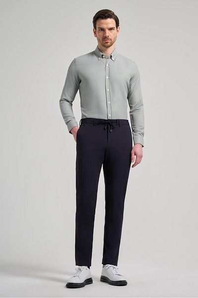 İmza Dark Navy Blue Stretchy Casual Slim Fit Jogger Pants with Side Pockets 1003250118