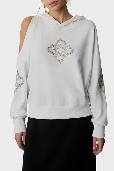 BSB Regular Fit Blouse Cotton with Rhinestones, Low Cut and Doors on the Back