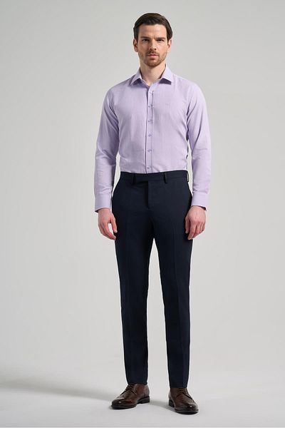 İmza Dark Navy Blue Stretchy Slim Fit Classic Trousers with Side Pockets 1003250106