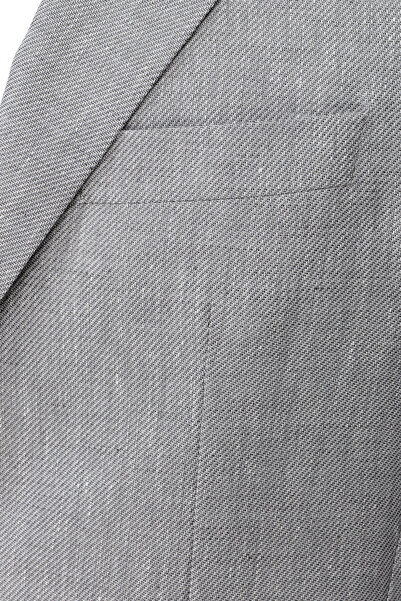 W Collection GRİ DÜĞMELİ KETEN YÜN CEKET