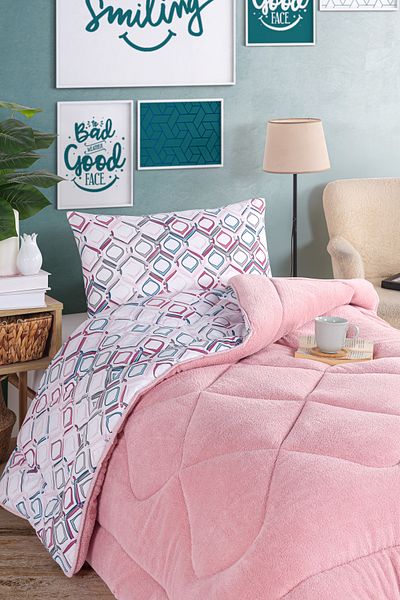 Eponj Home Single Comfort Set - 2 Pieces Wellsoft Quilt Stella Powder
