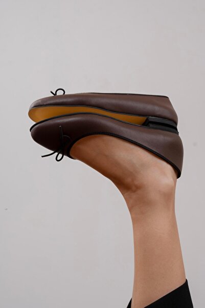 sovrana Ribbon Detailed Ballerina Ballerina Bitter Brown