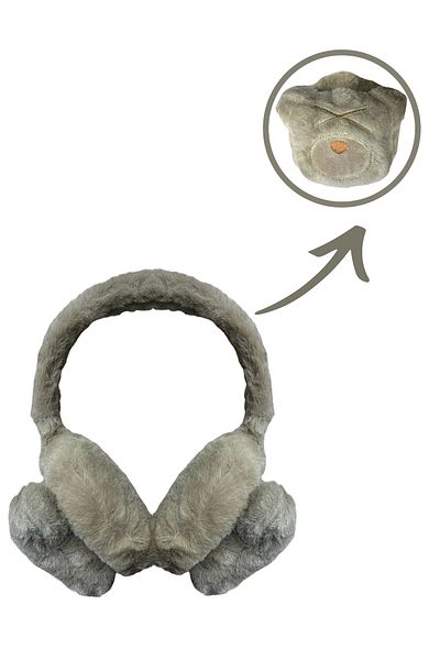 FORMO Children's Brown 3D Teddy Bear Detailed Plush Winter Earmuffs