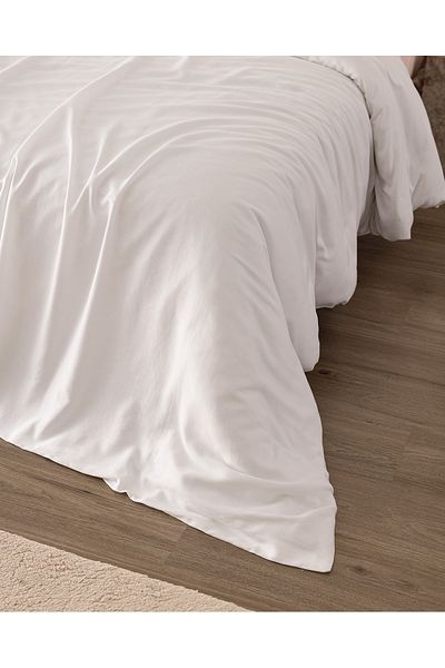 Madame Coco White Ciel Two-Person Satin Duvet Cover 100% Cotton