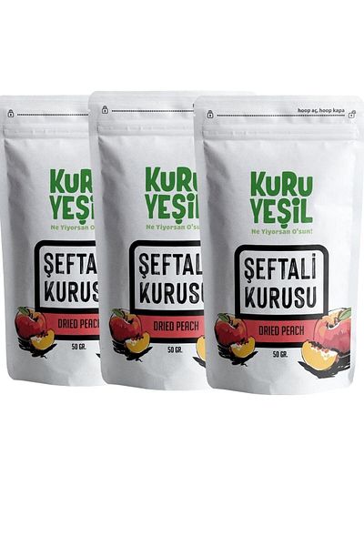 Kuru Yeşil Peach Dried - Dried Peach - Dried Fruit - Dried Fruit - 3 X 50 Gr