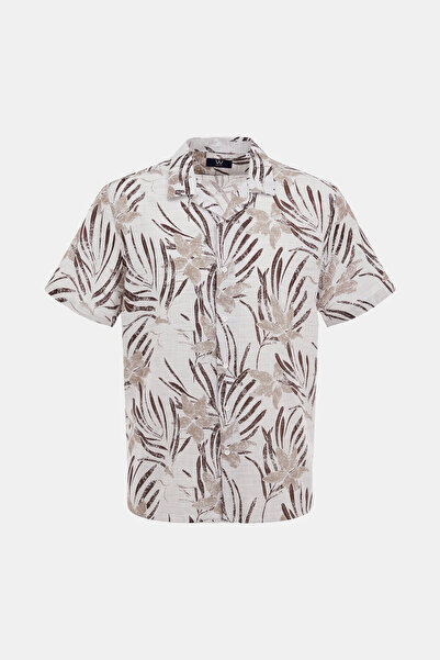 W Collection قميص كاجوال بأكمام قصيرة باللون البيج