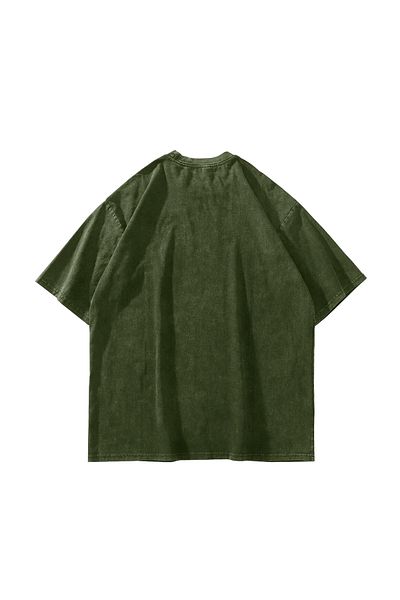 Sekizbiraltı Y2k Leopard Star Printed Oversize Unisex Πλενόμενο Πράσινο Tshirt