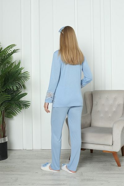 ERDENİZ TEKSTİL Costum de pijama de maternitate Guler de piscină Set de maternitate din viscoză din bumbac, cu nasturi, cu detaliu din dantelă