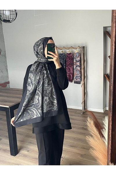Merwiss Women's Ethnic Patterned Soft Cotton Black-Green Shawl