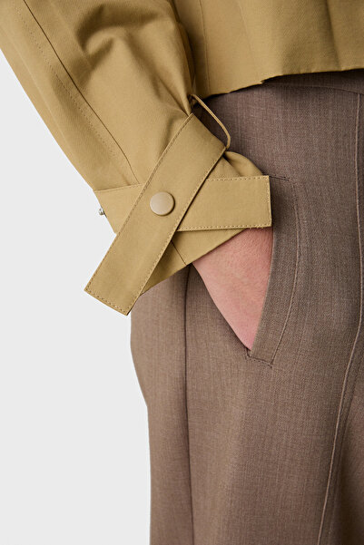 BSB Pamuklu Regular Fit Çıtçıt Düğmeli Apaş Yaka Kısa Trençkot TRENÇKOT 053