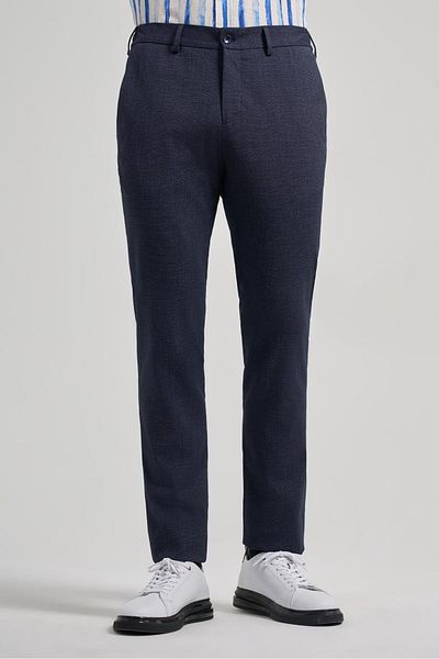 İmza Dark Navy Blue Self Patterned Side Pocket Slim Fit Jogger Trousers 1003250161