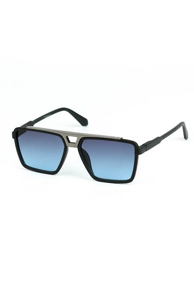 Di Caprio Men's Matte Black Uv400 Protection Rectangular Model Sunglasses