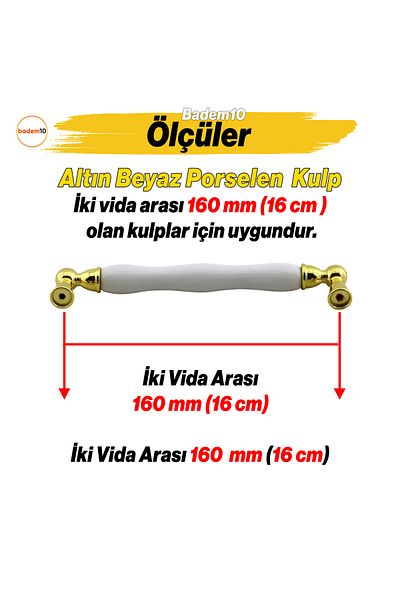 Badem10 Domaniç Porțelan Aur Alb 160 Mm Mobilier Bucătărie Sertar Dulap Dulap Mâner Capac Mâner Mâner