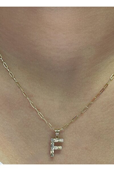 Hakan Güler Kuyumculuk Altın 3 Boyutlu F Harfli Ataç Zincir