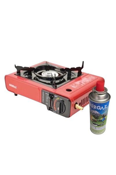 NURGAZ KAMP Tekli portatif kamp karavan ocak tüp bağlantılı bir kartuş yanında (kırmızı gönderilecek)