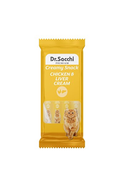 Dr. Sacchi Dr.Sacchi Creamy Snack Chicken&Liver Sıvı Kedi Ödülü 4'Lü Paket
