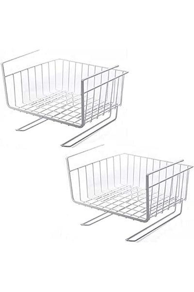 AKDC 2 Pack Under Shelf Basket with Hooks – Stable Hanging Storage for Kitchen, Office, Pantry