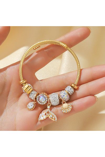 Choice 54-56mm 80520102 1PC Fashion Women's Stainless Steel DIY Multi Element Devil Eye Panjia Dora Bracele