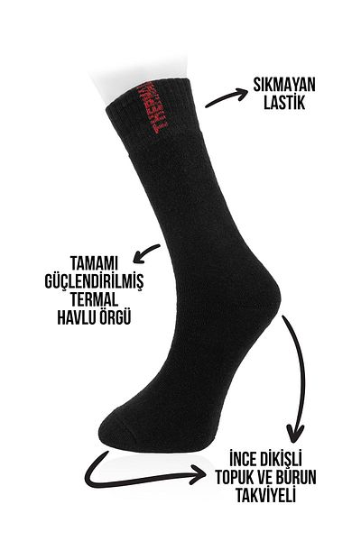 Line Smart 3 Pack Men's Black Thermal Soft Durable Winter Socks